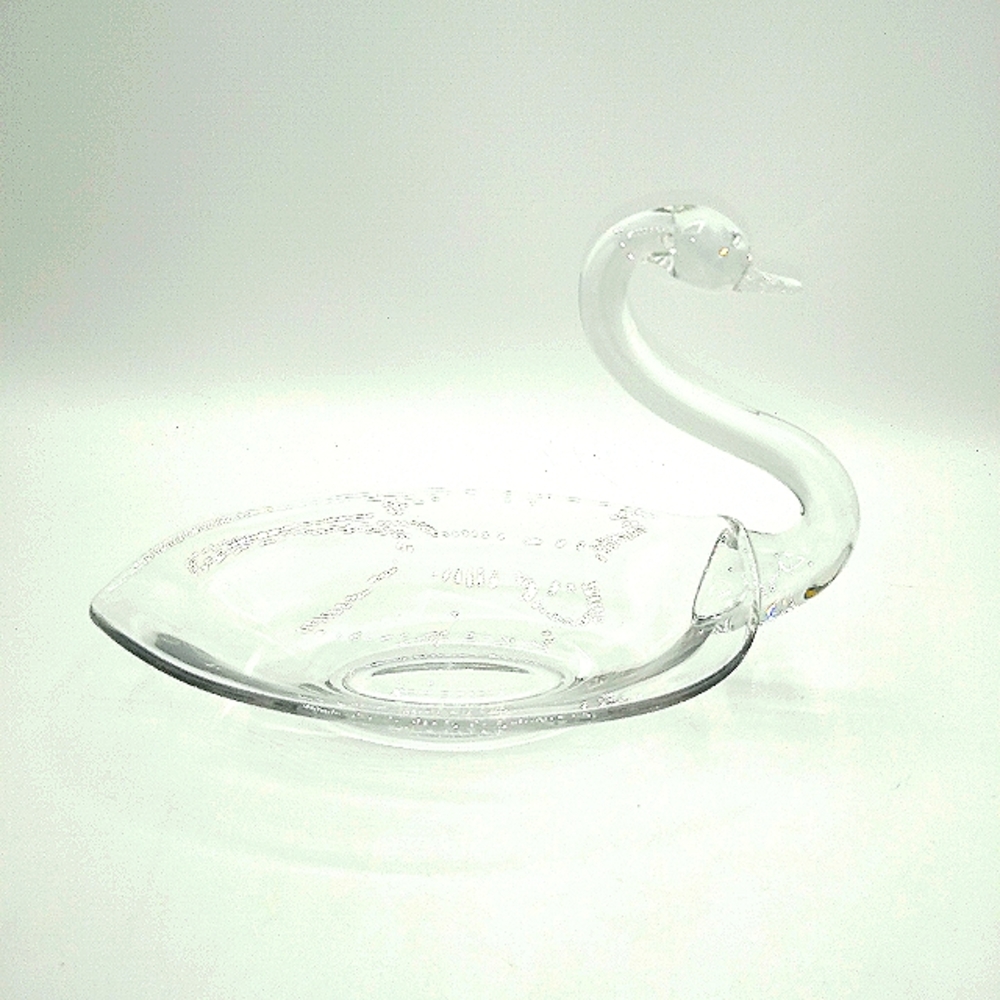 Duncan Miller Pall Mall Clear Blown Art Glass Swan Dish Bowl Vintage